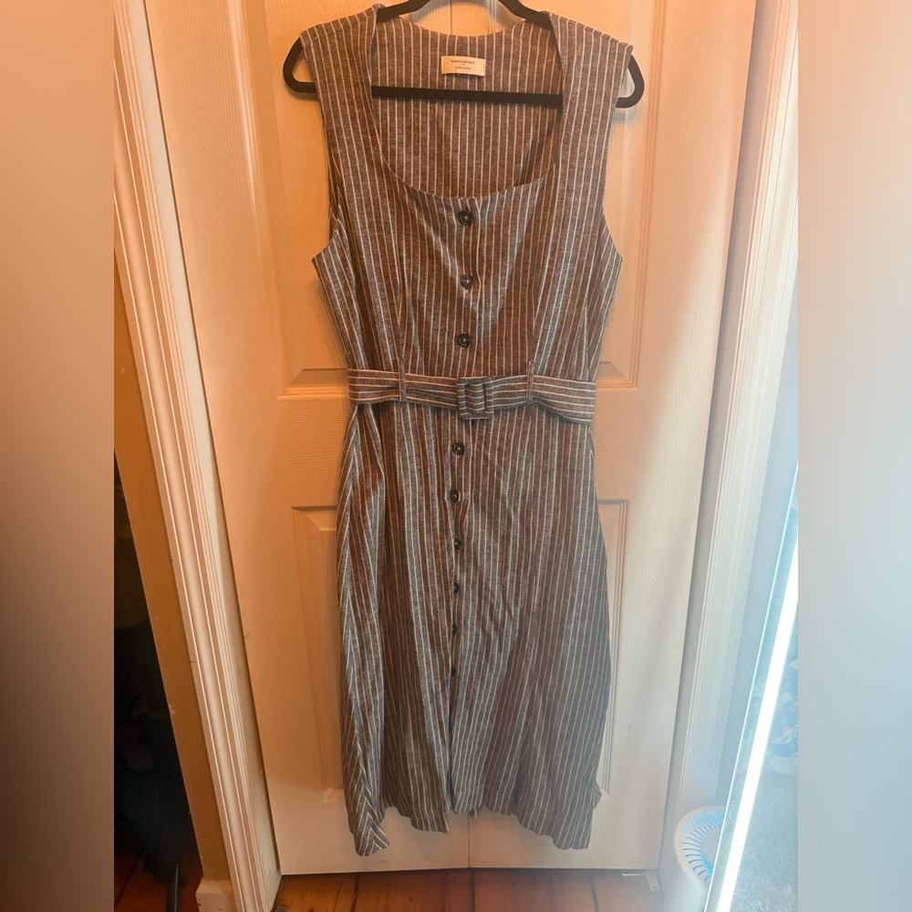 Banana Republic Black and White Striped Midi Dress